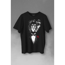 Kendim Seçtim Sigara Içen King Suit Aslan Kafası Baskılı Tişört Unisex T-Shirt