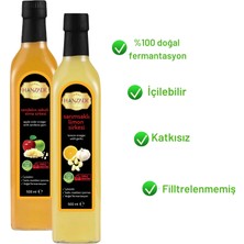 Hanzade Bitkisel Sandaloz Sakızlı Elma - Sarımsaklı Limon Sirkesi Doğal Fermantasyon İçilebilir Katkısız Cam Şişe 500 ml 2'li