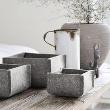 Homing Çok Amaçlı Iç Içe Geçen 3' Lü Keçe Organizer Sepet Seti Gri