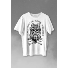 Kendim Seçtim Alpha Warrior Military Savaşçı Kurt Bozkurt Baskılı Tişört  T-Shirt Beyaz