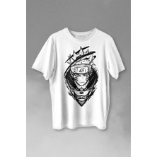 Kendim Seçtim Naruto Wolf Kakashi Anime Manga Baskılı Tişört  T-Shirt Beyaz