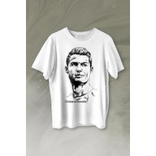 Kendim Seçtim Cr7 Cristiano Ronaldo Silüet Manchester United Baskılı Tişört  T-Shirt Beyaz