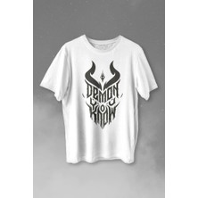 Kendim Seçtim Demon You Know Devil Gothic Grunge Rock Baskılı Tişört  T-Shirt Beyaz