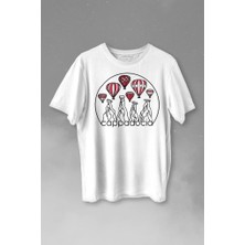 Kendim Seçtim Kapadokya Nevşehir Peri Pacaları Cappadocia Baskılı Tişört  T-Shirt Beyaz