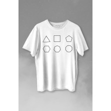 Kendim Seçtim Geometri Çokgenler Üçgen Beşgen Altıgen Sekizgen Baskılı Tişört  T-Shirt Beyaz