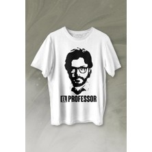 Kendim Seçtim El Proffessor La Casa De Papel Profesör Baskılı Tişört  T-Shirt Beyaz