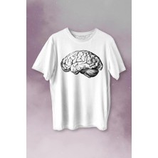 Kendim Seçtim Insan Beyni Kafayı Kulllan Beyin Zeka Baskılı Tişört  T-Shirt Beyaz