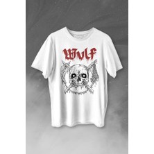 Kendim Seçtim Wulf Metal Rock Band Skull Kuru Kafa Urban Gothic Baskılı Tişört  T-Shirt Beyaz