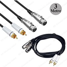 BK Teknoloji 3 Metre 2 Xlr Dişi 2 Rca Erkek Mikser Mikrofon Ses Kablosu