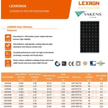 Lexron 12 Watt 12V Monokristal Güneş Paneli Lexron