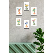 Hyl 6 Parça Bohem Tarzı Vazolu Çiçek Tablo Seti