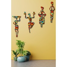 Hyl 4 Parça Afrikalı Kadın Etnik Desenler Dijital Baskı  Mdf Set