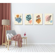 Hyl 4'lü Sanatsal Çiçek Tarzı Tablo Seti