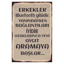 No 77 Erkekler Bluetooth Gibidir Çünkü Ahşap Poster