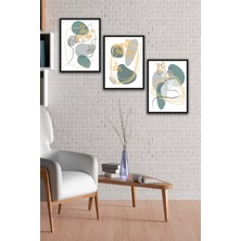 Hyl 3 Parça Modern Lineart Suliet Tarzda Sanatsal Siyah Çerçeve Görünümlü Uv Baskı Mdf Tablo Seti