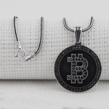 Modasilvers 925 Ayar Gümüş Bitcoin Erkek Kolye