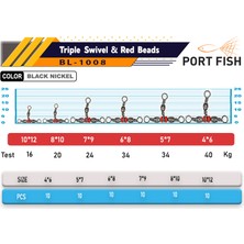 Portfish BL-1008 Üçlü Kırmızı Boncuklu Fırdöndü 4*6