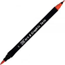 Zig Art & Graphic Twin Tut-80 Fırça Uçlu Marker Red 002