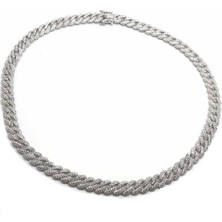 Erer Gümüş  Gümüş Kalın Gurmet Taşlı Zincirli Kolye KV87U3