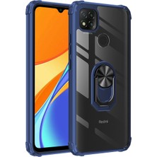 Kny Xiaomi Redmi 9c Kılıf Silikon Kenarlı Renkli Yüzüklü Manyetik Mola Kapak