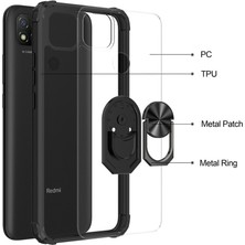 Kny Xiaomi Redmi 9c Kılıf Silikon Kenarlı Renkli Yüzüklü Manyetik Mola Kapak