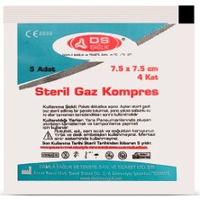 Ds Sağlık Steril Gaz Kompres 7.5 x 7.5 cm 4 Kat 5'li Zarf 100'lü