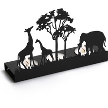 Vinyet Mumluk Safari Desen Siyah Dekoratif Metal Mumluk