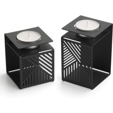 Vinyet Mumluk Ferforje Desen Dekoratif Lüx 2'li Küp Metal Mumluk