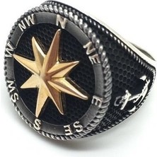 Erer Gümüş Gümüş Pusula Erkek Yüzüğü ELT05A1