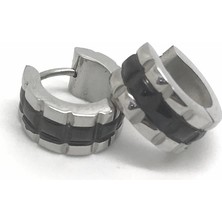 Erer Gümüş Çelik Taşlı Halka Küpe HS46E32