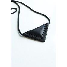 VİP GİFT Kayı Cevşen Dualı Üçgen Kolye Muska Hakiki Deri Siyah Kapalı