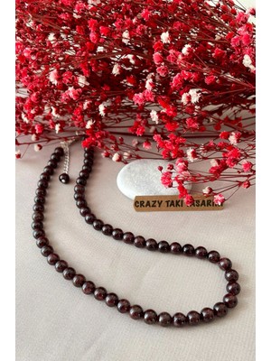 Crazy Takı Tasarım 6 mm Garnet "lal" Doğaltaş Kolye (925 Ayar Gümüş)