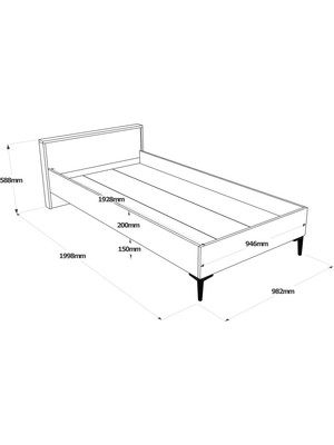 Robin Home Artemis Tekli Karyola 190*90CM Keçe-Antrasit Gri