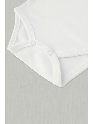 Tuğba Baby Unisex Bebek Balon Aslan Baskılı Beyaz Çıtçıtlı Pamuklu Zıbın