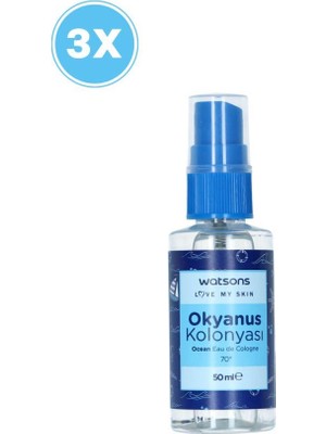 Watsons Kolonya Ocean 50ml 3 Adet 60 Derece Okyanus Kokusuyla Ferahlatıcı Etki