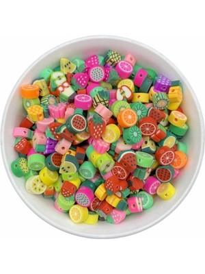 Flea Market 25 Adet 10MM Polimer Fimo Karışık Meyve Figür Boncuk,takı Yapımı
