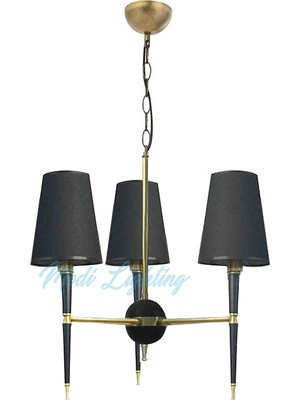 Modi Lighting 3lü Konik Borulu Şapkalı Siyah Eskitme Avize MOD-AV-4403-3BS