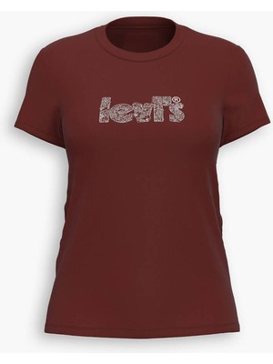 Levi's Kadın Bordo Özel Baskı T-Shirt - A2086-0175