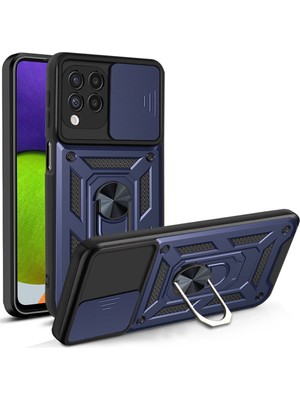 Kny Samsung Galaxy A22 Kılıf Ultra Korumalı Yüzüklü Manyetik Sürgülü Vega Kapak