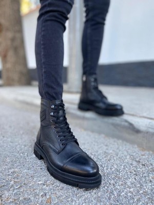 Taşpınar  Deri Erkek Kışlık Günlük Rahat Bağcıklı ve Fermuarlı Soğuk Havaya Dayanıklı Postal Bot 40-44