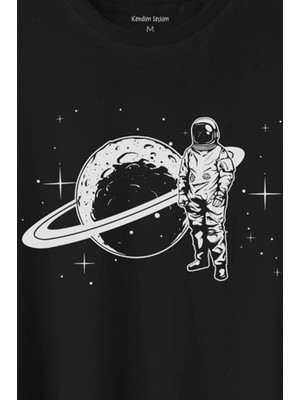 Kendim Seçtim Astronot Satürn Halkaları Uzay Cosmos Galaksi Baskılı Tişört  T-Shirt