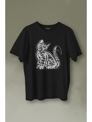 Kendim Seçtim Sevimli Minik Patili Bıyıklı Cat Minnoş Mahçup Üzgün Kedi Baskılı Tişört  T-Shirt
