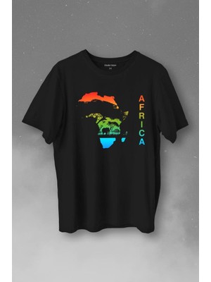 Kendim Seçtim Africa Afrika Kıtası Gökkuşağı Renkleri Baskılı Tişört  T-Shirt