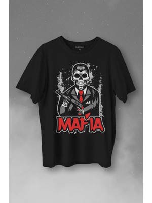 Kendim Seçtim Skull Ganster Mafia Temalı Silahlı Adam Baskılı Tişört  T-Shirt