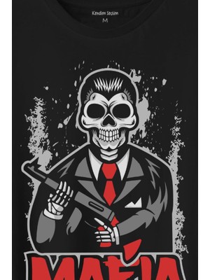 Kendim Seçtim Skull Ganster Mafia Temalı Silahlı Adam Baskılı Tişört  T-Shirt