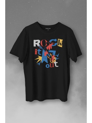 Kendim Seçtim Rockstar Rock It Out Guitar Gitarist Baskılı Tişört  T-Shirt
