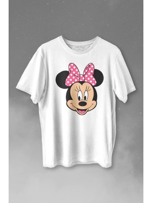 Kendim Seçtim Mıckey Mınnıe Mouse Çocuk Kız Baskılı Tişört  T-Shirt Beyaz