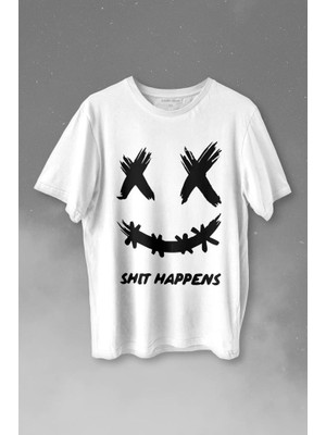 Kendim Seçtim Hip Hop Marshmello Music Shit Happens Baskılı Tişört  T-Shirt Beyaz