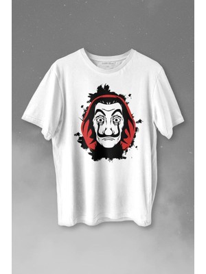 Kendim Seçtim La Casa De Papel Dali Mask Maskesi Baskılı Tişört  T-Shirt Beyaz