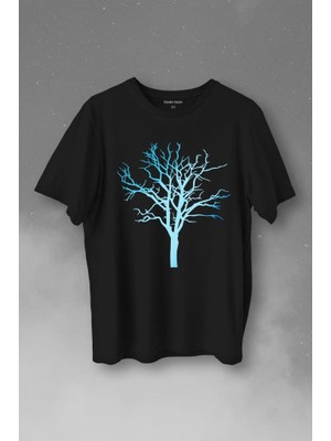 Kendim Seçtim Nature Hayat Ağacı Kuru Ağaç Silüeti Baskılı Tişört  T-Shirt
